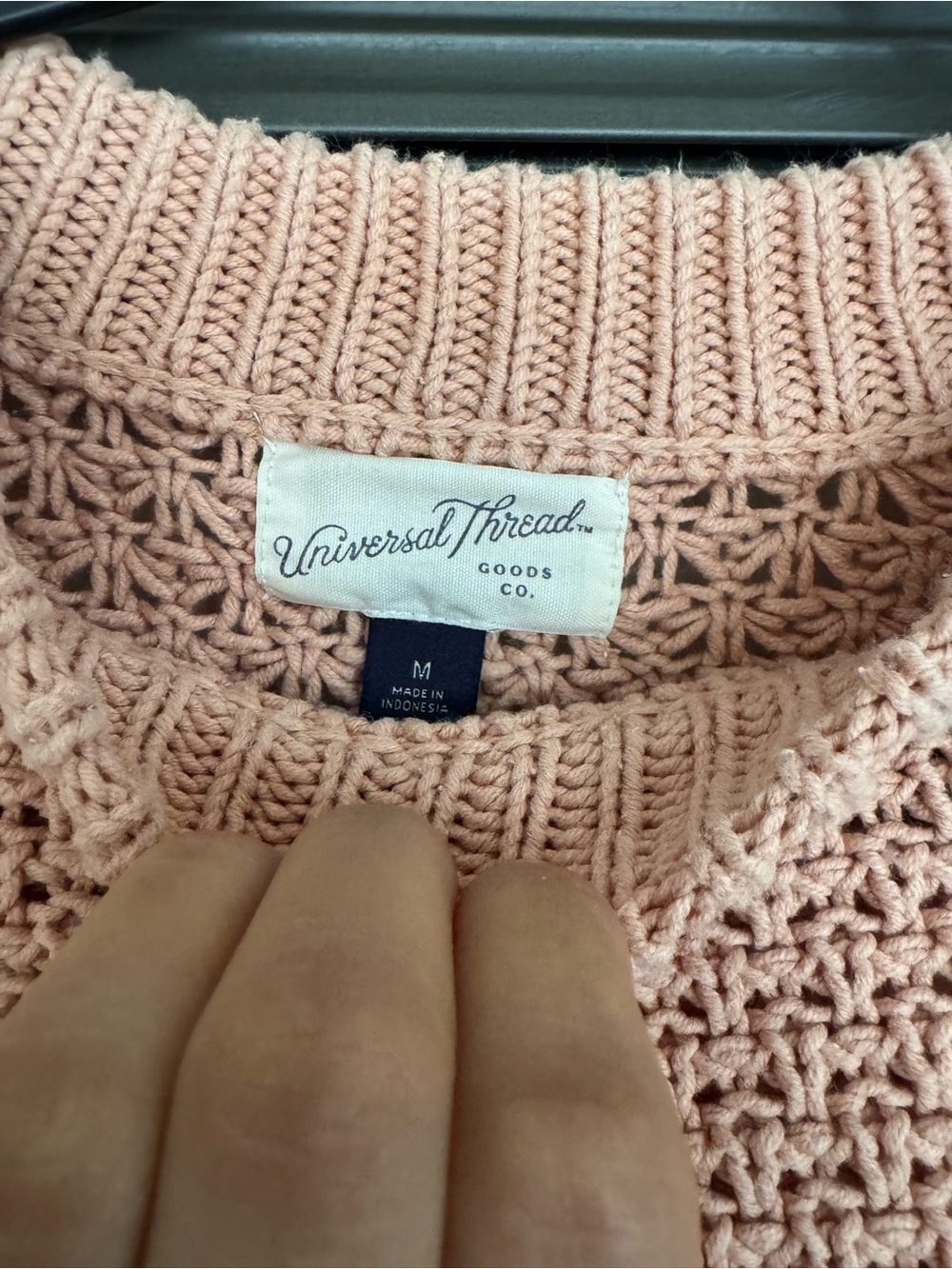 Universal Thread Pink Crewneck Open Stitch Sweater - Picture 3 of 3